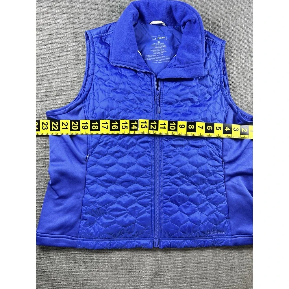 LL Bean Quilted Vest Women's XL Blue Preppy Logo Lightweight Full Zip Outdoor - Picture 4 of 11
